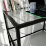 Hanah Home M101 Mesa de Estudio 130x60cm Cristal Templado y Metal Negro Diseño Moderno Industrial